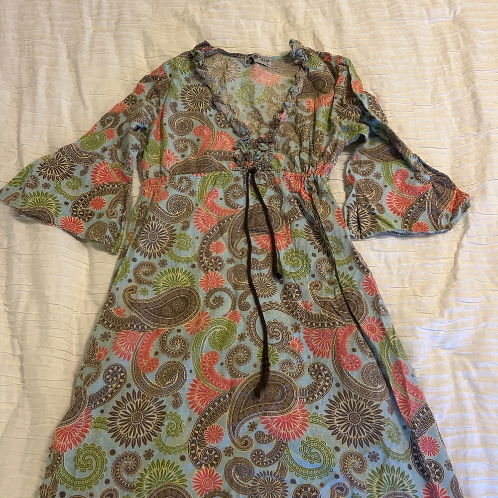 Mud Pie Floral Paisley Top in Blue and Pink